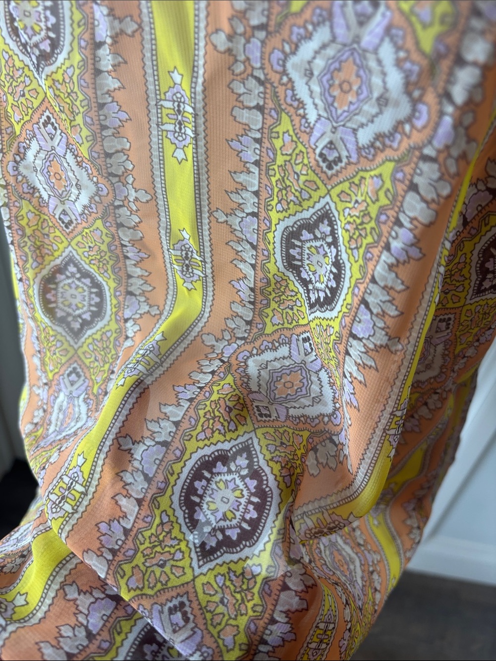 SHOW ME YOUR MUMU Boho Paisley Top in Peach, Yellow - Picture 6 of 7